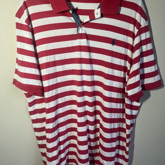 Men’s XL Red And White Striped Polo Ralph Lauren Casual Preppy Comfy Polo - Picture 1 of 4